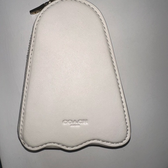 *RARE* Coach Halloween Ghost Zip Coin Case - Chalk White Leather - Picture 2 of 3